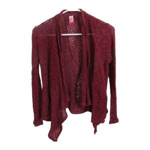 No Boundaries Open Front Cardigan Sweater Women Size M (7-9) Burgundy Red Junior